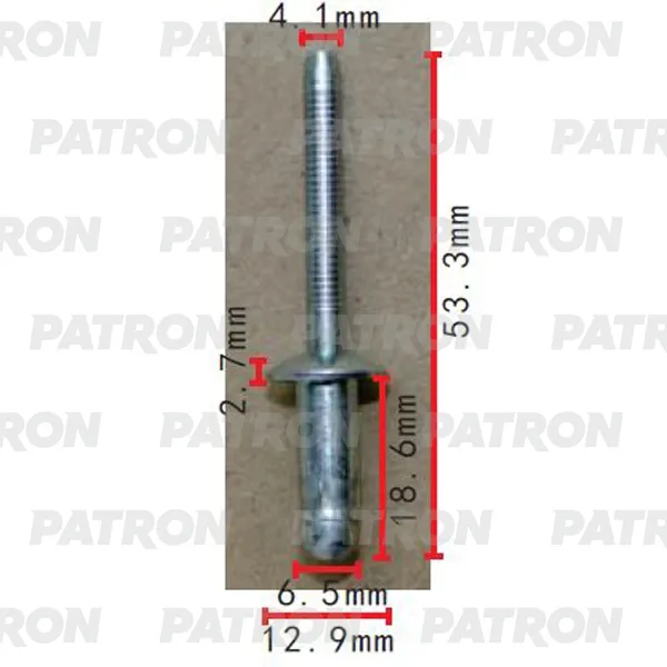 Заклепка металлическая Применяемость: Заклепка D=6.5mm универсальная PATRON P37-2269