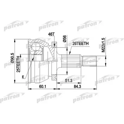 ШРУС наружн к-кт SAAB: 9000 89-98, 9000 хечбэк 89-98 PATRON PCV1167