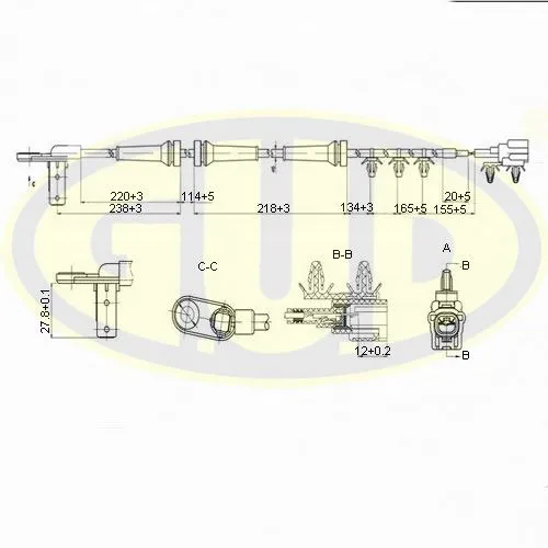 ДАТЧИК ABS ЗАДН NISSAN TEANA ЛЕВ G.U.D GABS02405