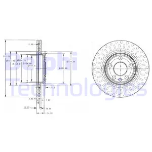 Диск тормозной передний PEUGEOT EXPERT, 222, 224, 806, CITROEN JUMPY, 257 мм DELPHI BG3222