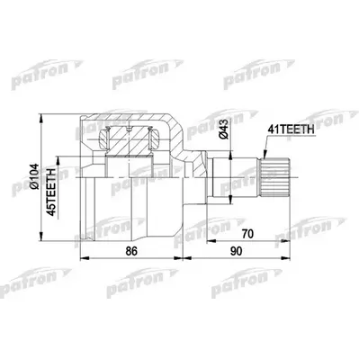 ШРУС внутренний левый 41x104x45 CITROEN: JUMPER БОРТОВО PATRON PCV5021