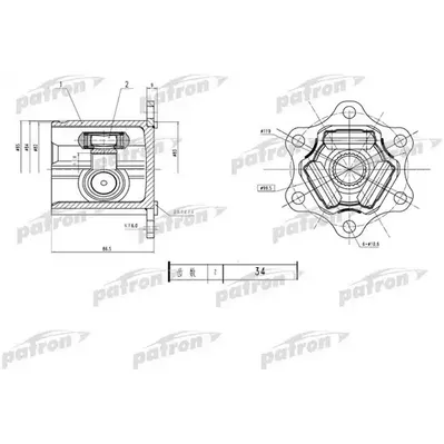 ШРУС внутренний x34 AUDI: A3 03-12\ SEAT: ALTEA 04-, TO PATRON PCV1783