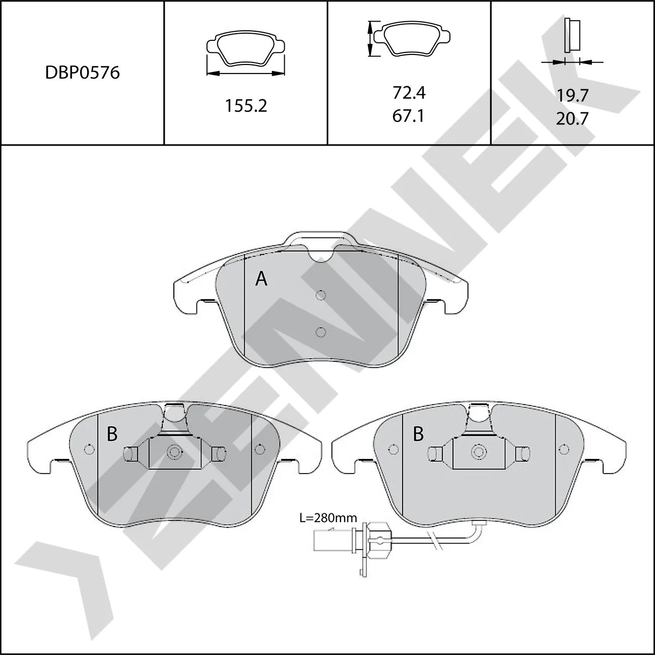 Колодки тормозные передние AUDI A4 B8/A5 07-17 ZENNEK DBP0576