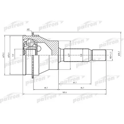 ШРУС наружный задний с кольцом ABS 25x57x29 ABS:43T MIT PATRON PCV1523