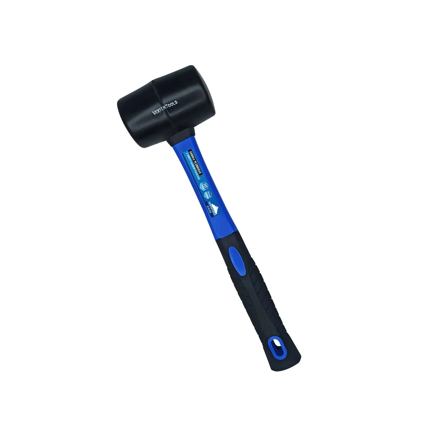 Киянка резиновая 225г. черная резина, фибергласовая рукоятка VertexTools 10-50-225