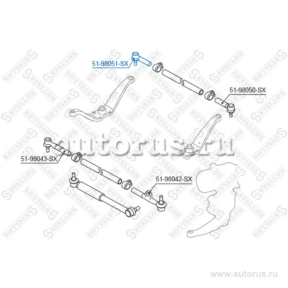 Наконечник рулевой левый Toyota Land Cr STELLOX 5198051_SX