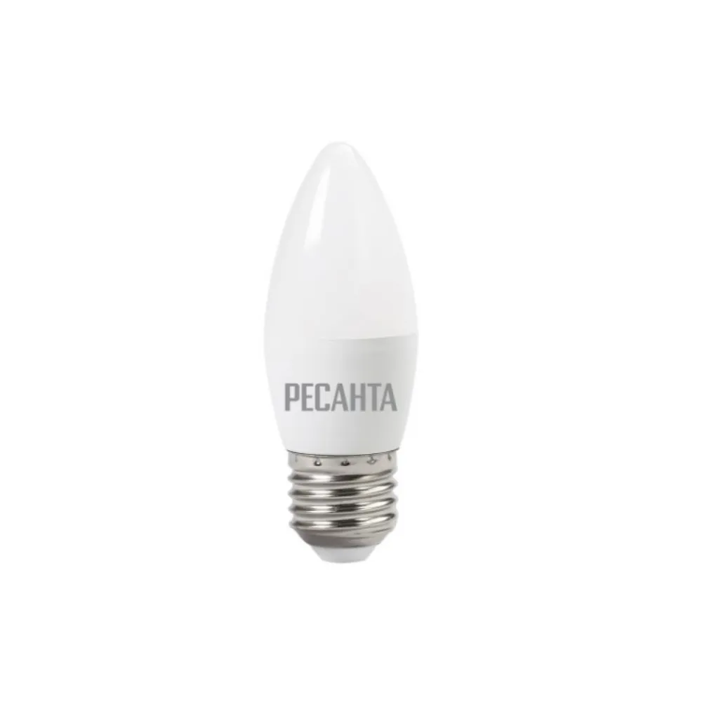 Лампа светодиодная 230V бытовая 6W E27 4000K Ресанта LL-R-C37 1 шт. картон 76/1/10