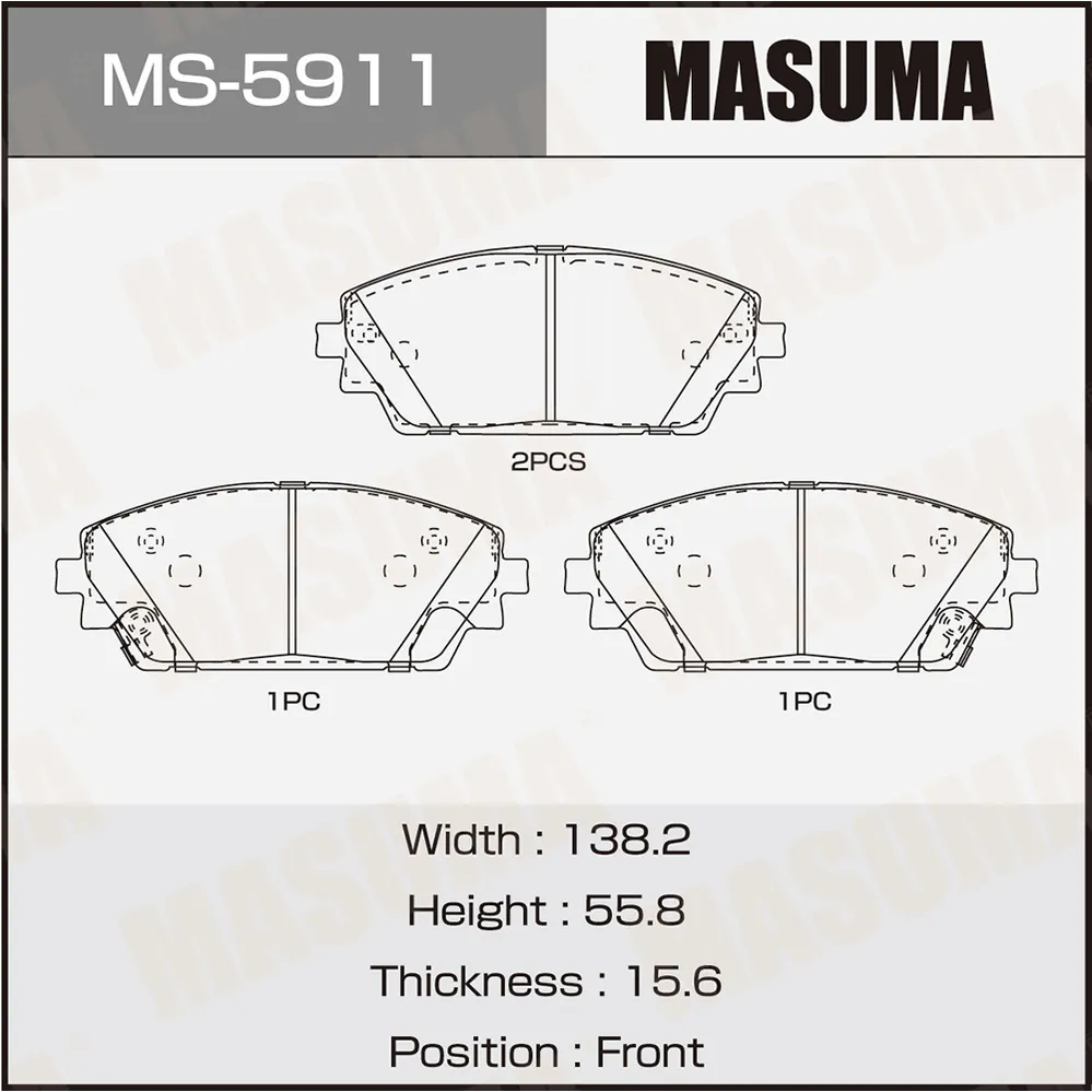Тормозные колодки дисковые MAZDA 3(BP) 18- MASUMA MS5911