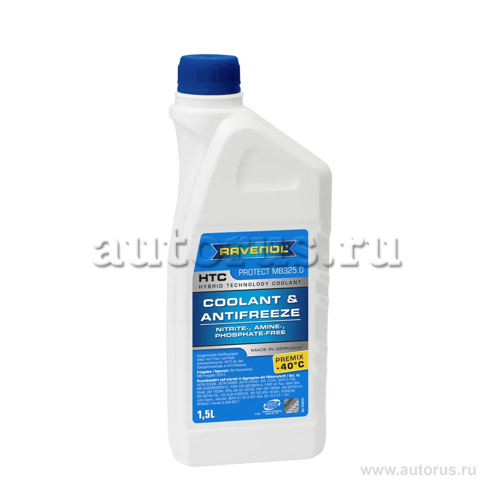 Антифриз готовый к прим. синий RAVENOL HTC Hybrid Techn.Coolant Premix -40C (1,5л) 1410121-150 (4014835755710)