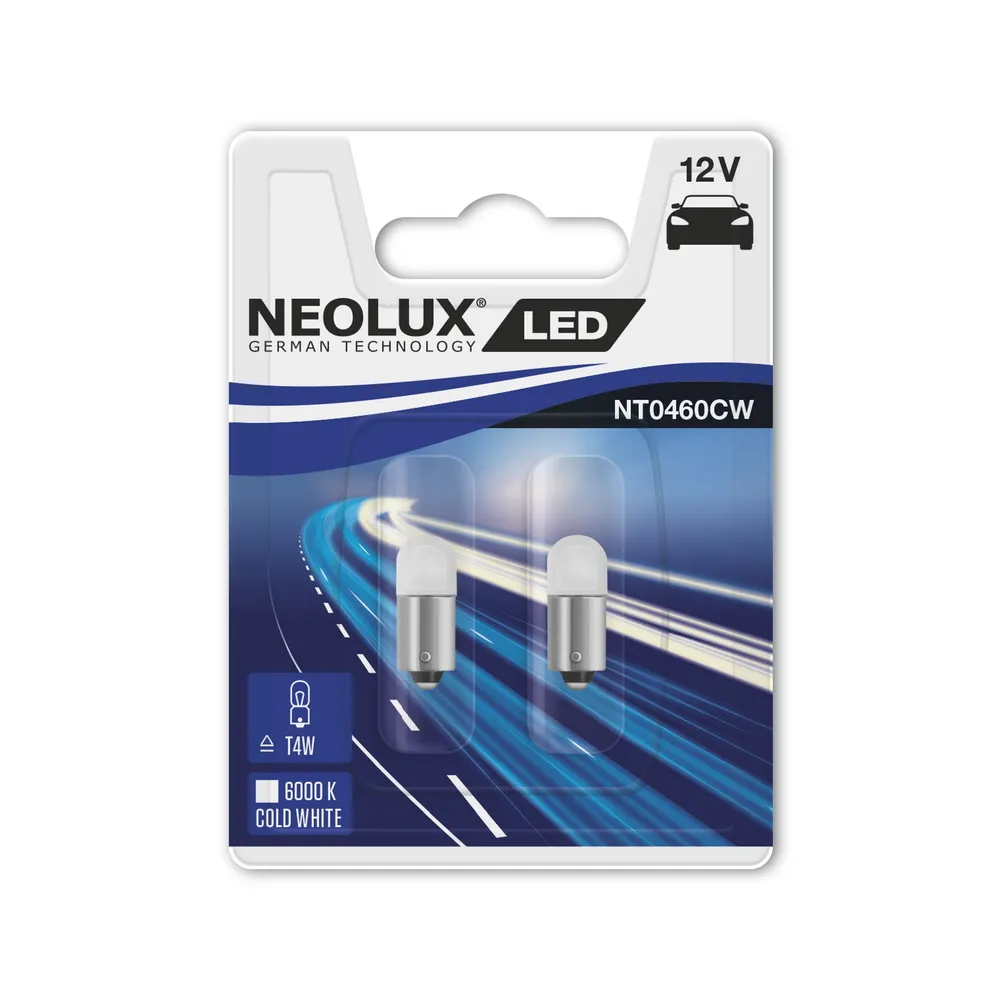 Лампа светодиодная 12V 0,5W BA9s 6000K NEOLUX LED technology 2 шт. блистер NT0460CW-02B
