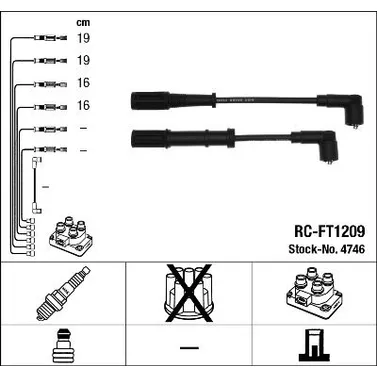 Провода высоковольтные RC-FT1209 FIAT 500/Doblo/Punto/FORD KA 1.2/1.4L NGK 4746
