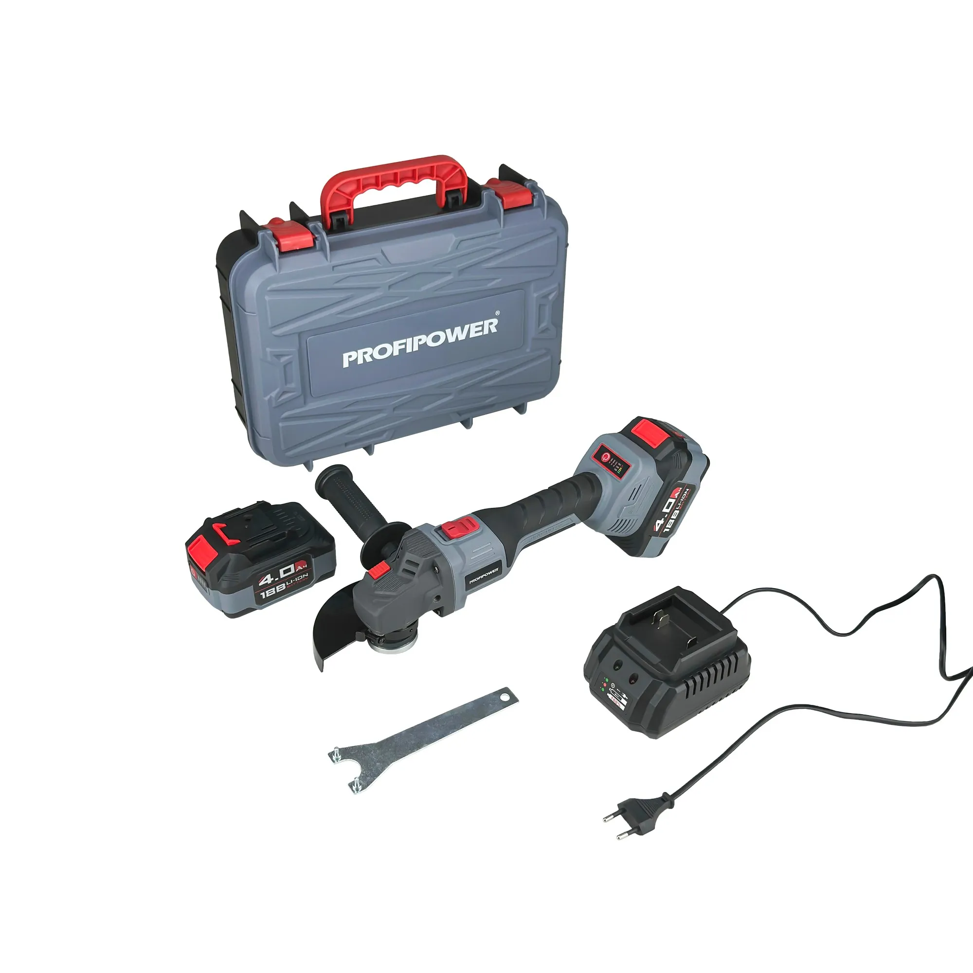 Аккумуляторная УШМ бесщеточная ProfiPower MKDGA-18V (Li-ion-2шт, 4Ач, 125 мм, 0-8500 об/мин, З/У, кейс)