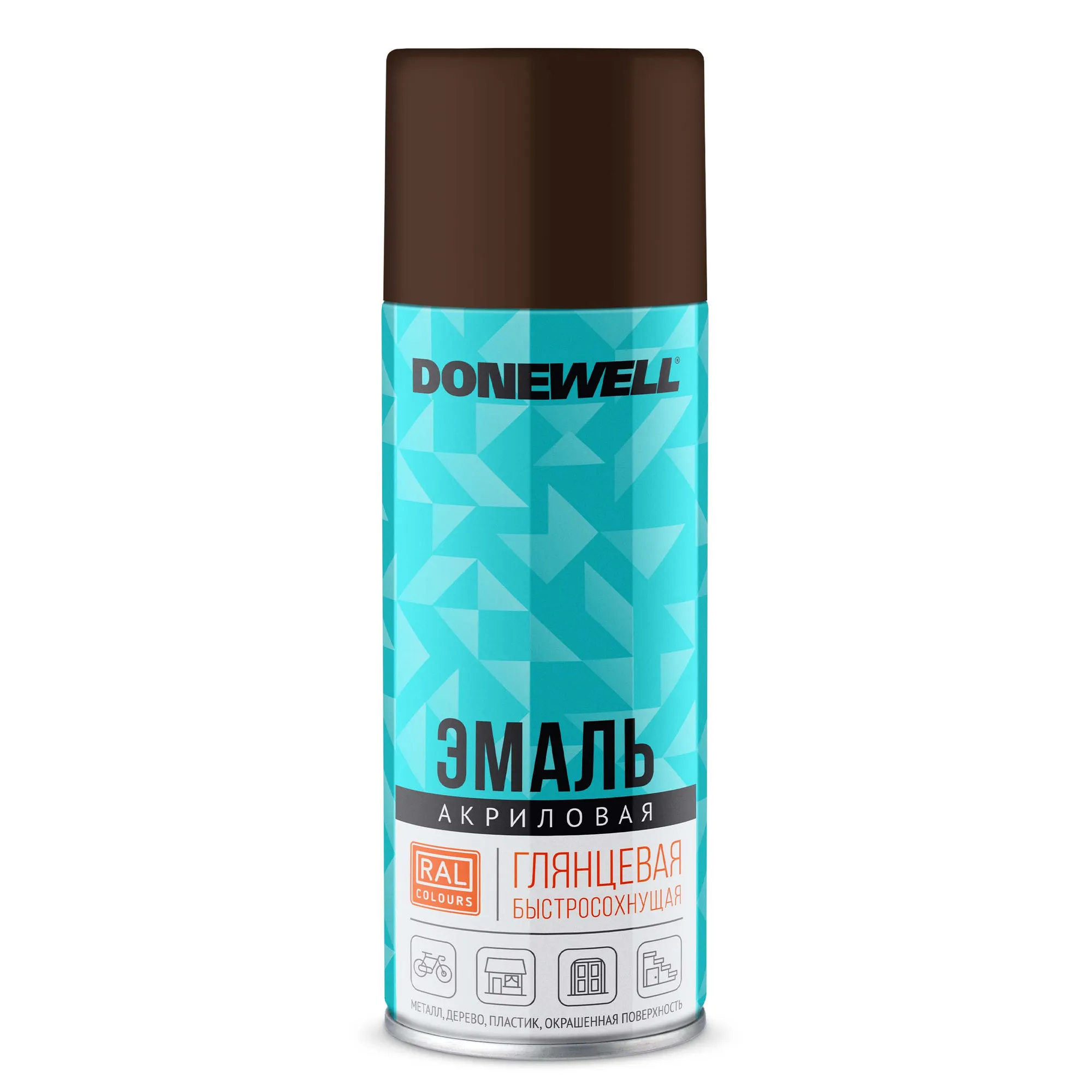 Эмаль универсальная акриловая RAL 8017 коричневая глянцевая 520 мл DONEWELL DWA8017