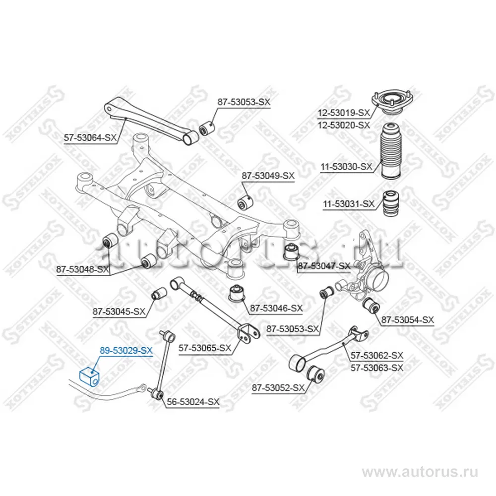 Втулка стабилизатора заднего KIA Sportage 4WD 04> STELLOX 89-53029-SX