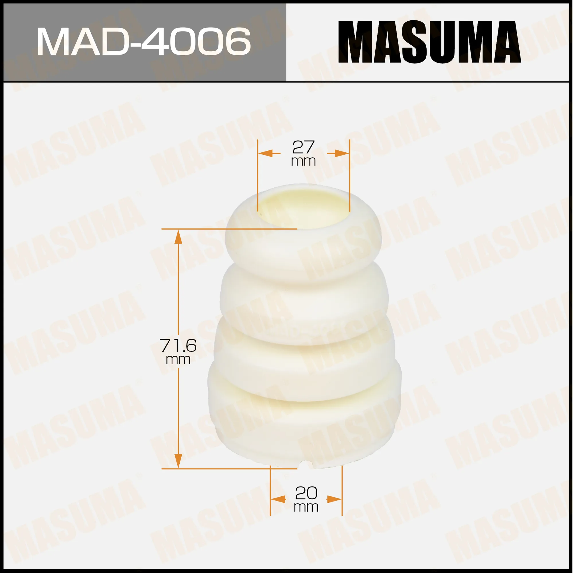 Отбойник амортизаторов, 72x27x51 MASUMA MAD-4006
