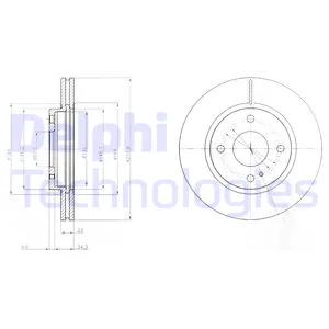 Диск тормозной передний FORD FIESTA 2008-> /VENT D=258MM DELPHI BG4170C