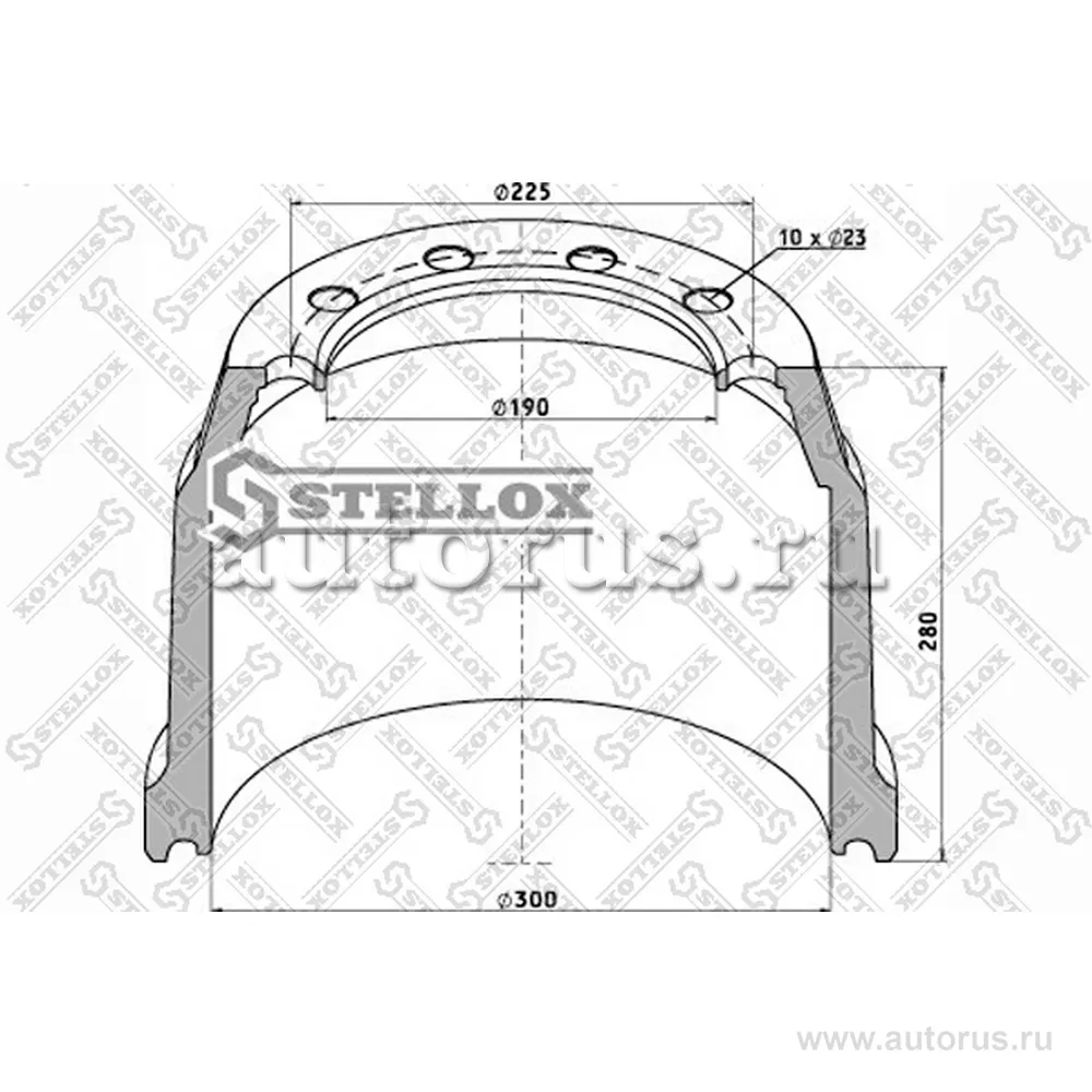 Барабан тормозной 300x200 H 280 d 225x190 n10x23 SAF STELLOX 85-00192-SX