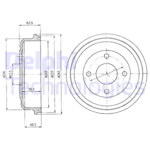 Барабан тормозной FORD Mondeo DELPHI BF369