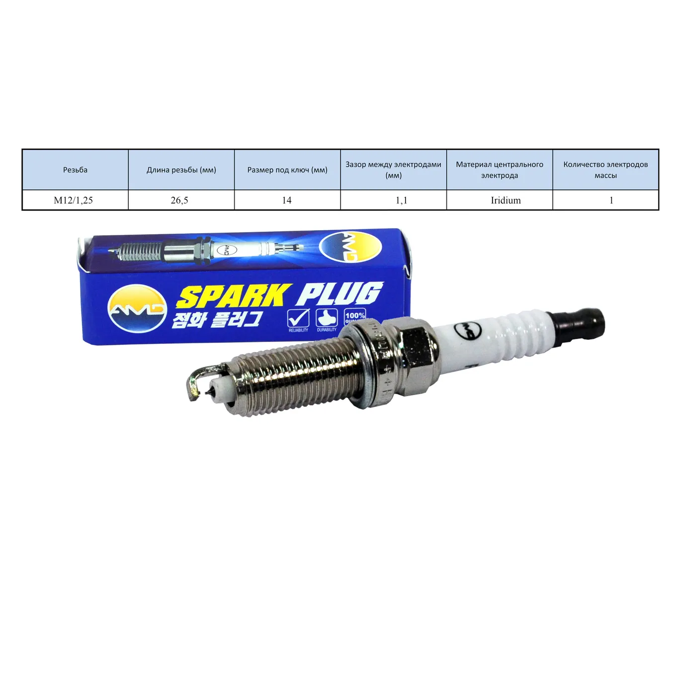 Свеча зажигания 22401JA01B/DILKAR6A11/.PL144 (Iridium) AMD AMDPL144