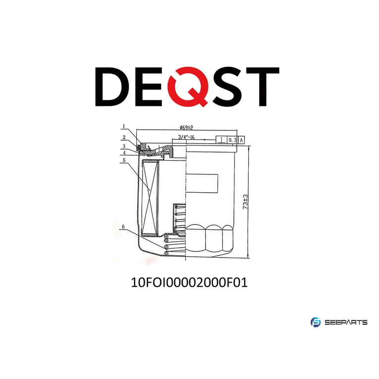 Фильтр масляный. GEELY MK (JL7152) 01.07- DEQST 10FOI00002000