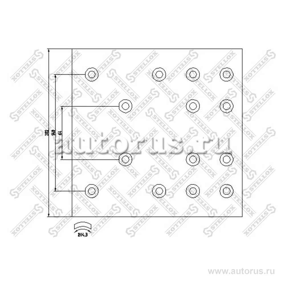 Накладки торм. с ЗАКЛЕПКАМИ STD 19091 (202x410)(8x15) Iveco Eurotech STELLOX 85-00957-SX