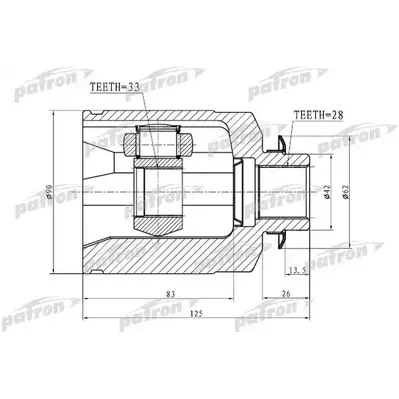 ШРУС внутренний правый 33X42X28 MITSUBISHI OUTLANDER CU PATRON PCV1759