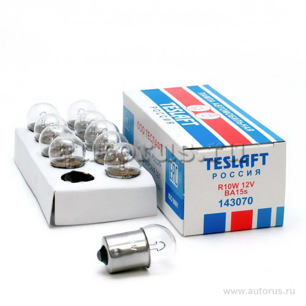 Лампа 12V R10W 10W BA15s Teslaft 1 шт. картон 143070