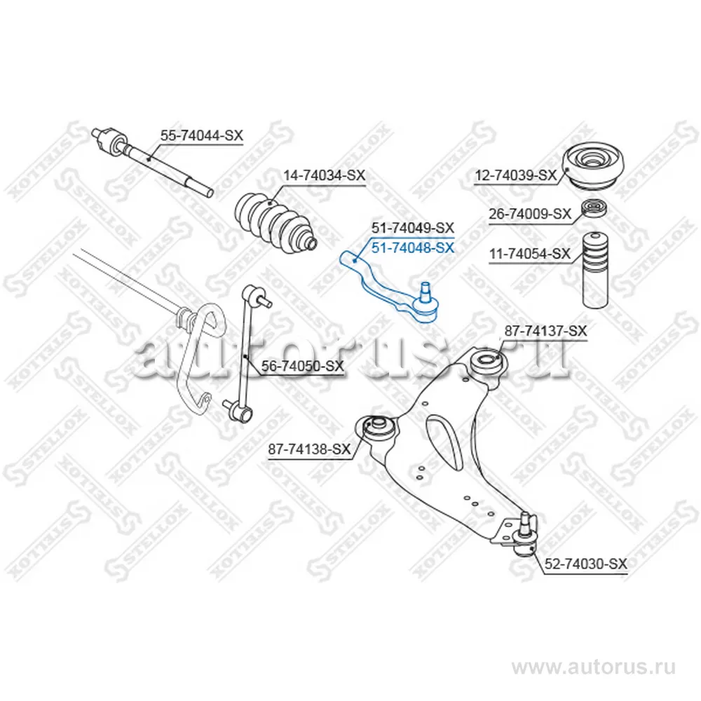 Наконечник рулевой правый Nissan Primas (5174049_SX) STELLOX 5174048_SX