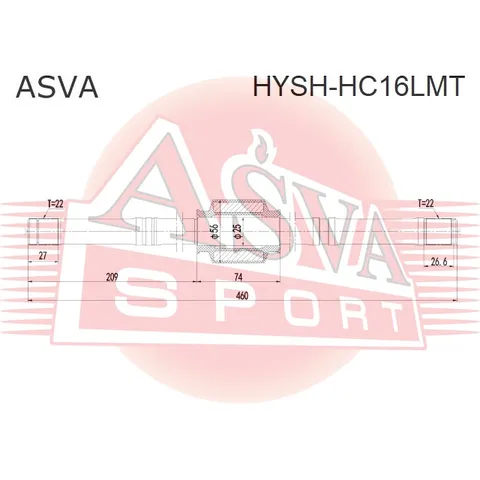 Полуось правая 28x430x28 (без подшипника) ASVA HYSHHC16LMT