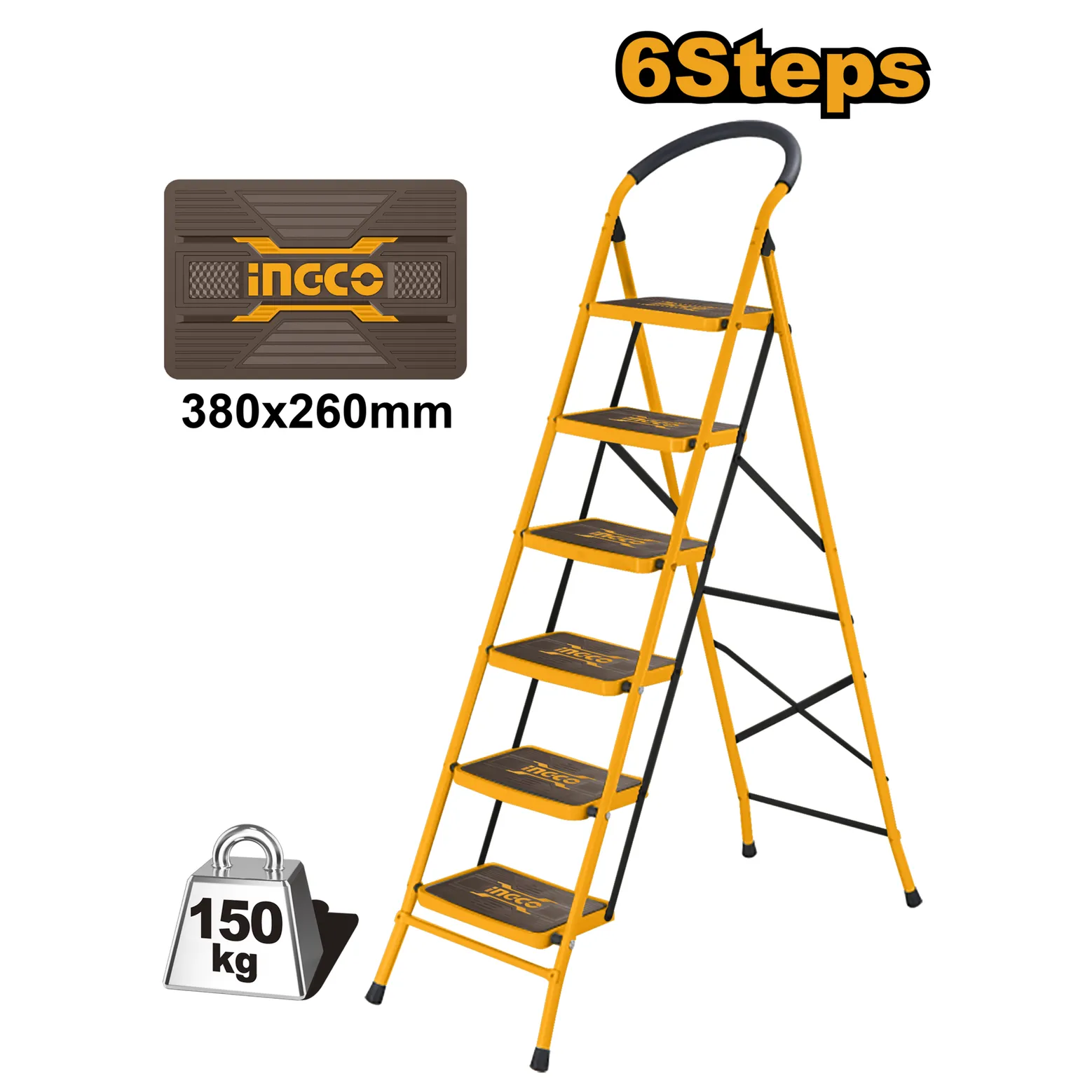 Стремянка стальная, 6 ступеней (2) INGCO HLAD09061