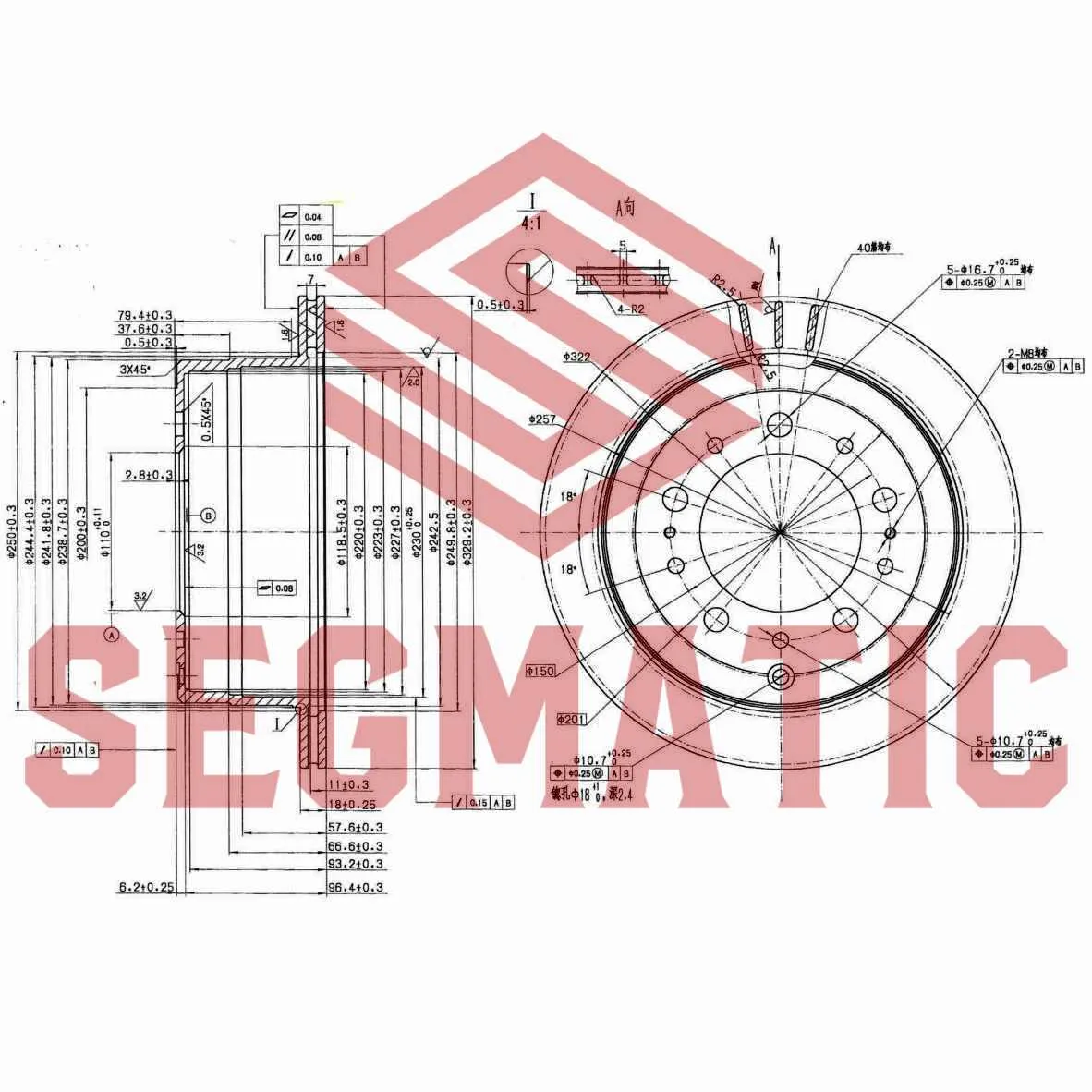 Диск тормозной задний TOYOTA LAND CRUISER 100 4.7 2002 - 2007; TOYOTA LAND CRUISER 100 4.2 1998- SEGMATIC SBD30093317