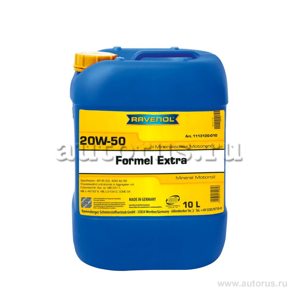 Моторное масло RAVENOL Formel Extra SAE 20W-50 SF-CD (10л) new 1113120-010 (4014835724846)