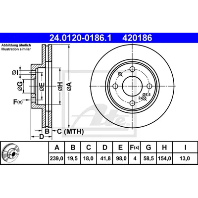 Диск тормозной ВАЗ 2110 R13, 2шт ATE 24.0120-0186.1