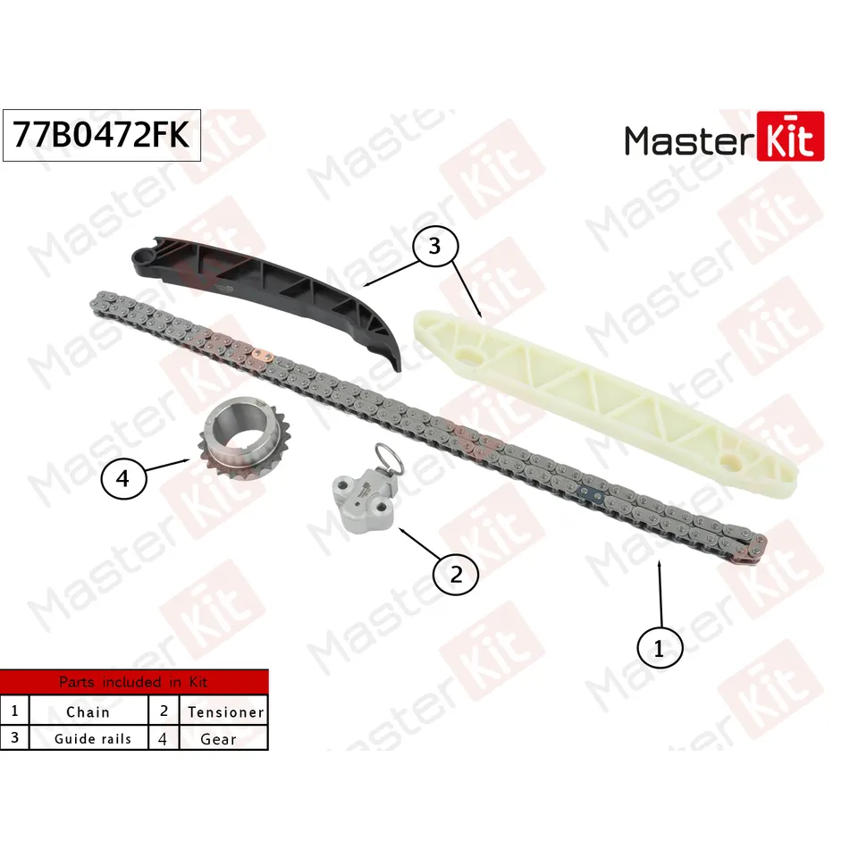 Комплект цепи ГРМ CHEVROLET Z22D1 CAPTIVA/ OPEL ANTARA (2.2D) MASTERKIT 77B0472FK