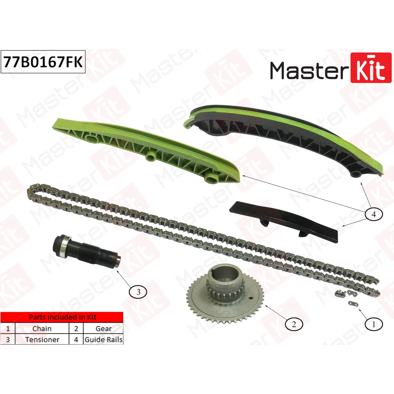 Комплект цепи ГРМ Mercedes-Benz C204/C207/E212 1.8i M271.820/860 09- MERCEDES BENZ W211 E-KLASSE (2002-2009) MASTERKIT 77B0167FK