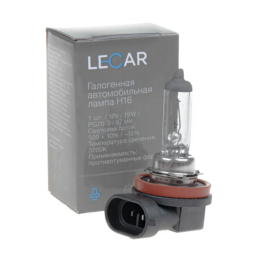 Лампа 12V H16 55W PG20/3 LECAR Standard 1 шт. картон LECAR000031301