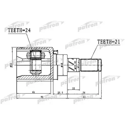 ШРУС внутренний задний 21X38X24 NISSAN MURANO Z50 02-07 PATRON PCV1761