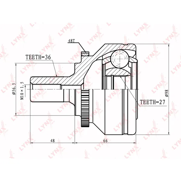 ШРУС наружный CHEVROLET Lacetti LYNXauto CO-8007A