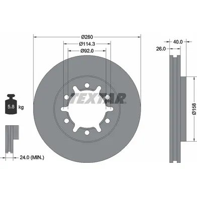 Диск тормозной передний с покрытием PRO NISSAN TEXTAR 92186103