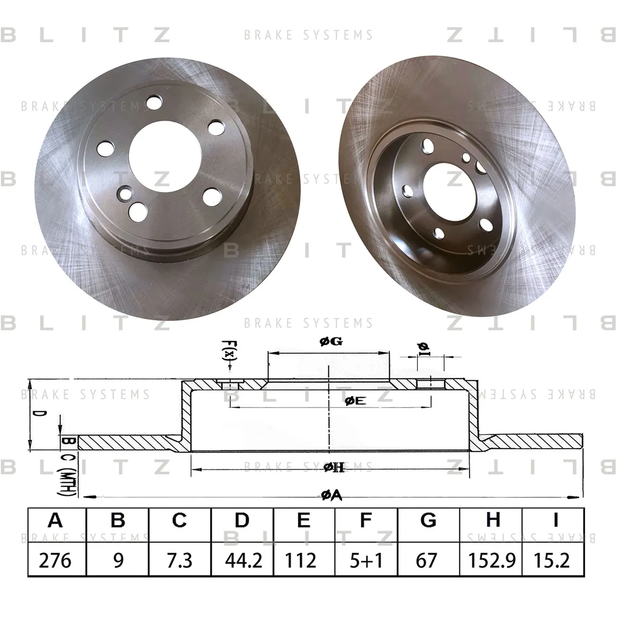 Диск тормозной задний MERCEDES A(W176) 12->/B(W246) 11-> BLITZ BS0635