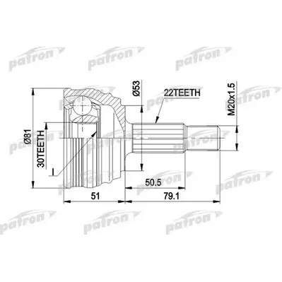 ШРУС наружн к-кт 22x53x30 L51 VW: POLO с и без ABS 95- PATRON PCV1190