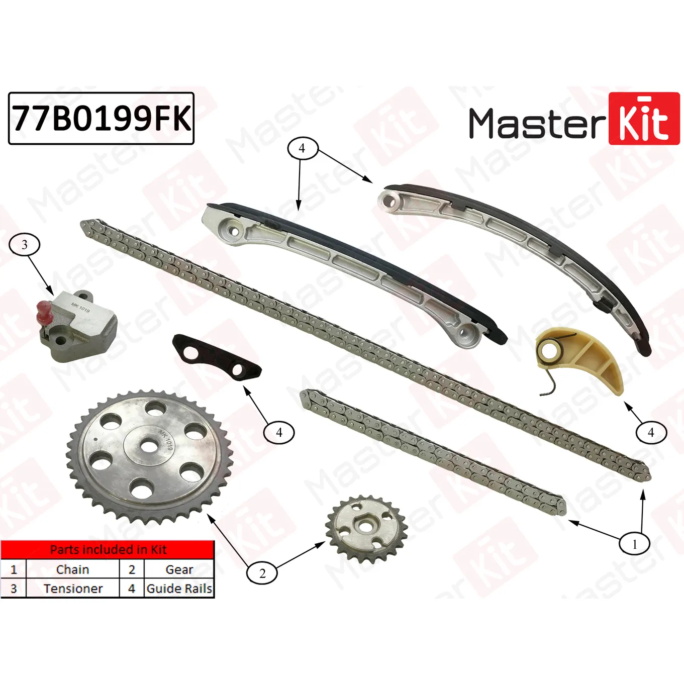 Комплект цепи ГРМ Mazda CX-7 L3VDT 2007- MASTERKIT 77B0199FK