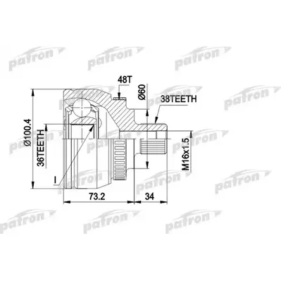 ШРУС наружн к-кт VW: SHARAN 95-, 00-, FORD: GALAXY 95-, PATRON PCV1444