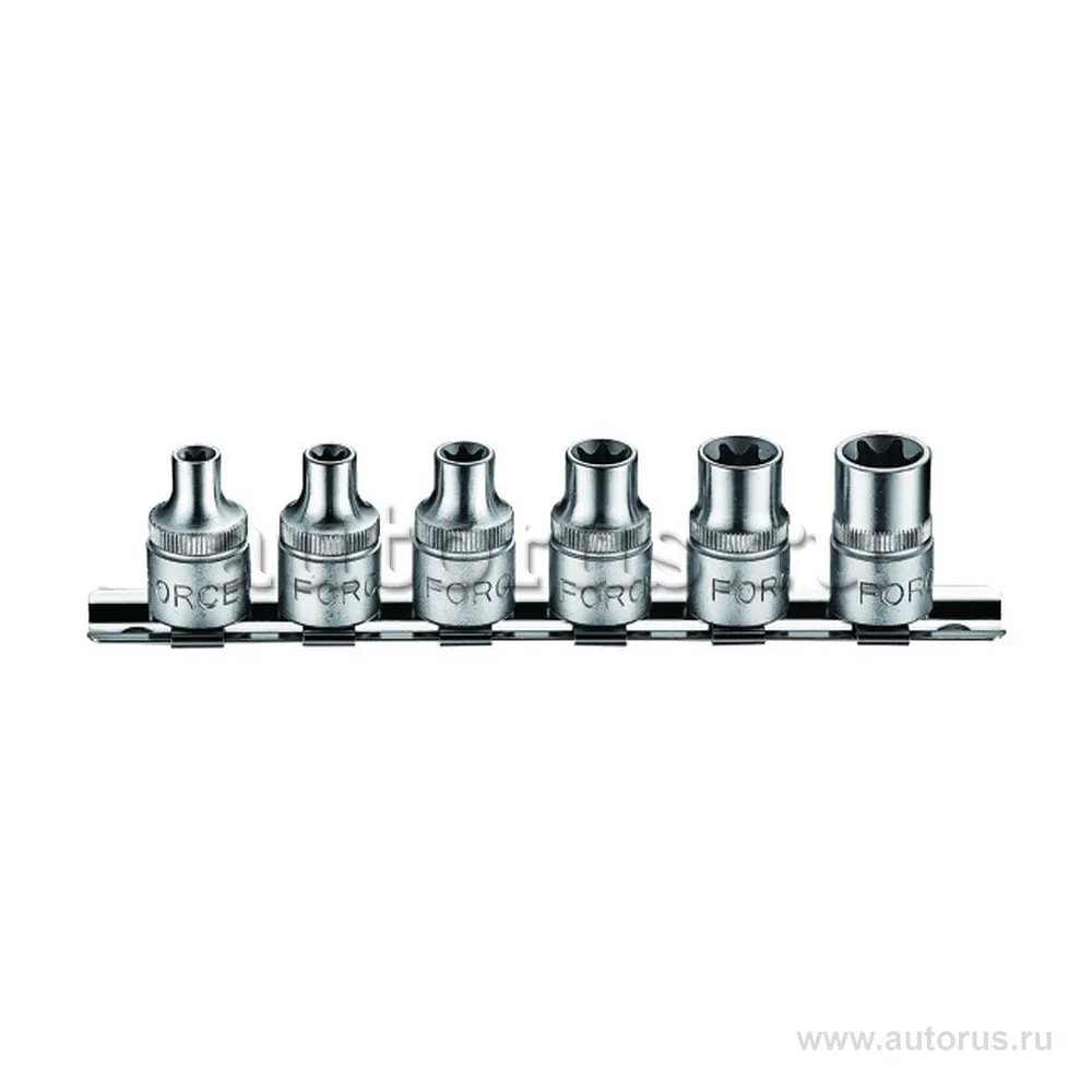 Набор 3/8 головок на планке Е6-Е14 6пр. FORCE 3064