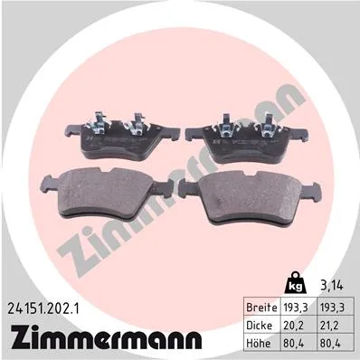 КОЛОДКИ ТОРМ ПЕР. MER GL-KLASSE (X164) 320  420 06-09/350  450 09-> ZIMMERMANN 241512021