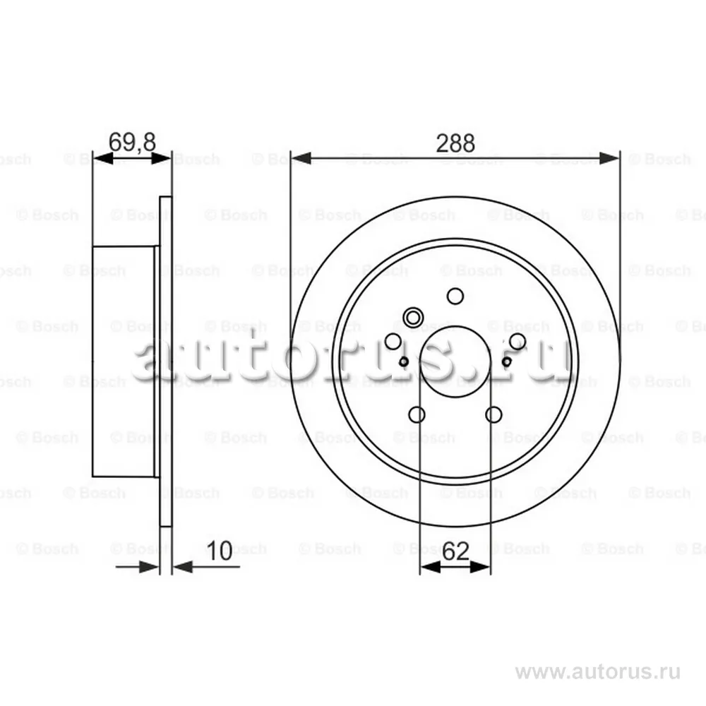 Диск тормозной LEXUS RX 300/350/400 (MCU_) (03-08) OE № 42431-48041 BOSCH 0986479614