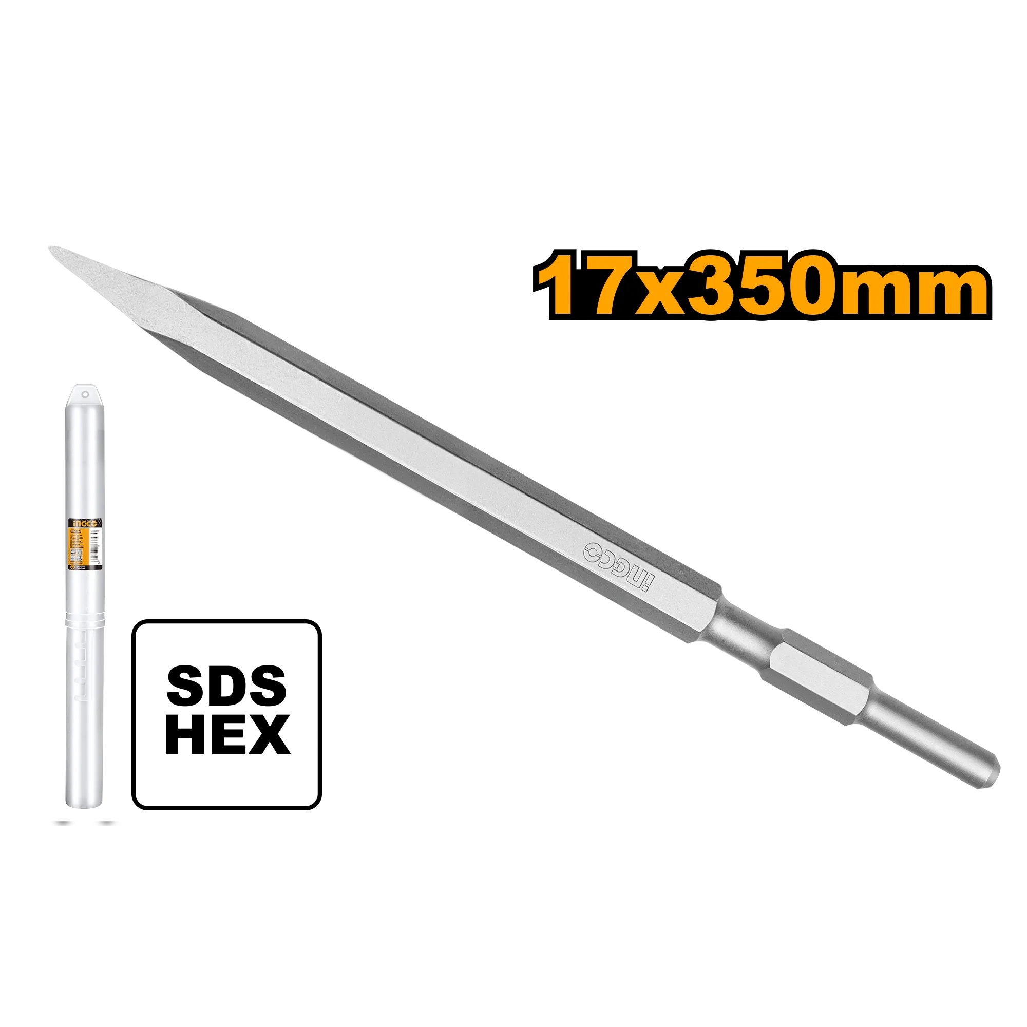 Зубило пикообразное Hex 17x350 мм INGCO DBC0513501