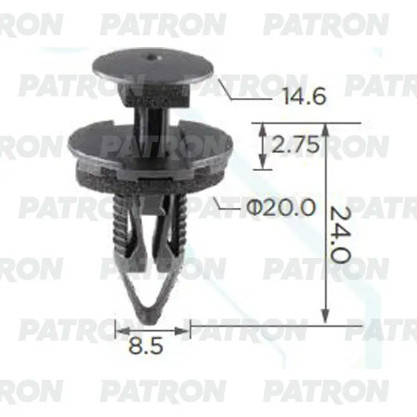 Клипса пластмассовая Fiat Chrysler для крепления внутренних стоек, накл PATRON P372362