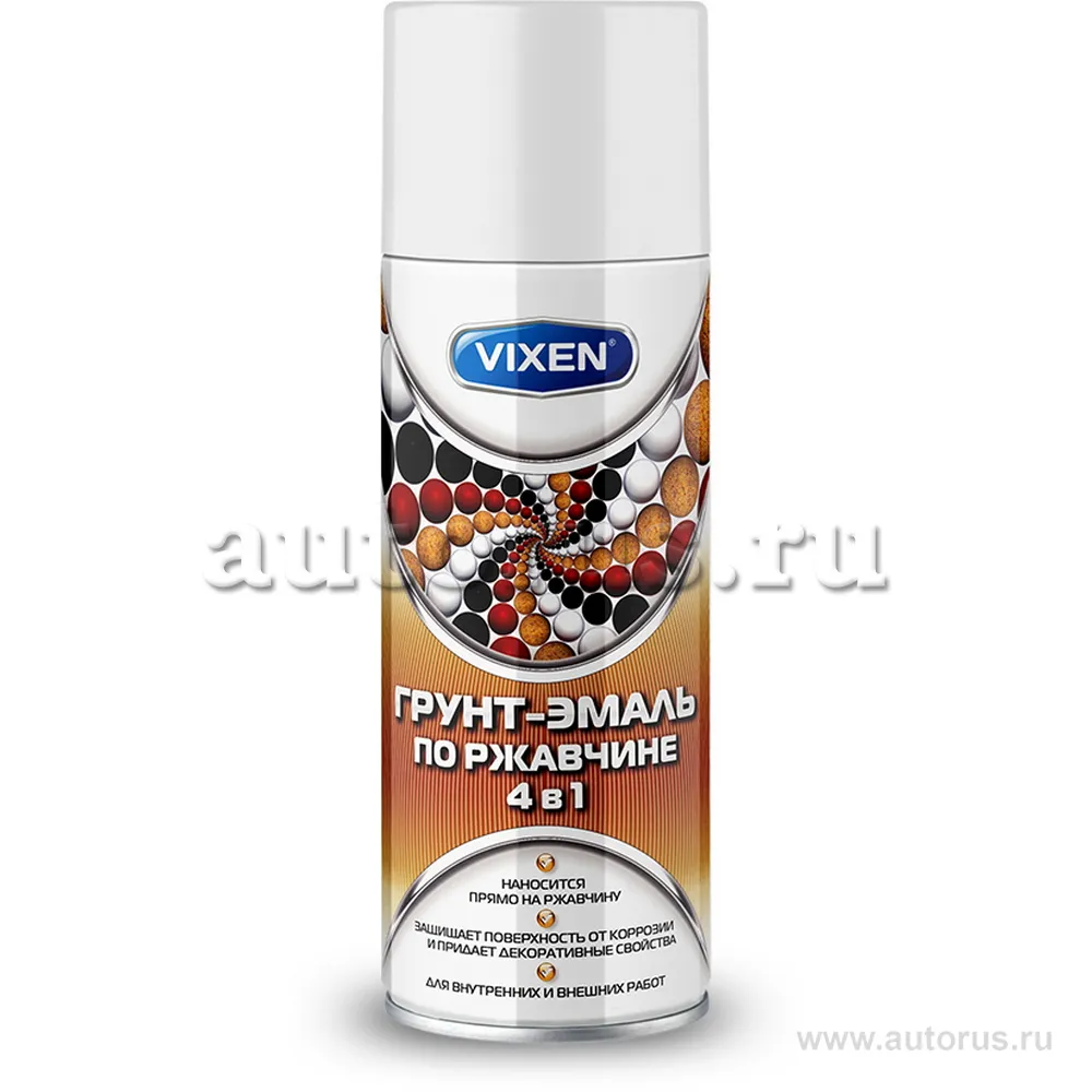 Грунт-эмаль по ржавчине 4 в 1, VIXEN сигнальный белый (RAL 9003), аэрозоль 520 мл VX-519003