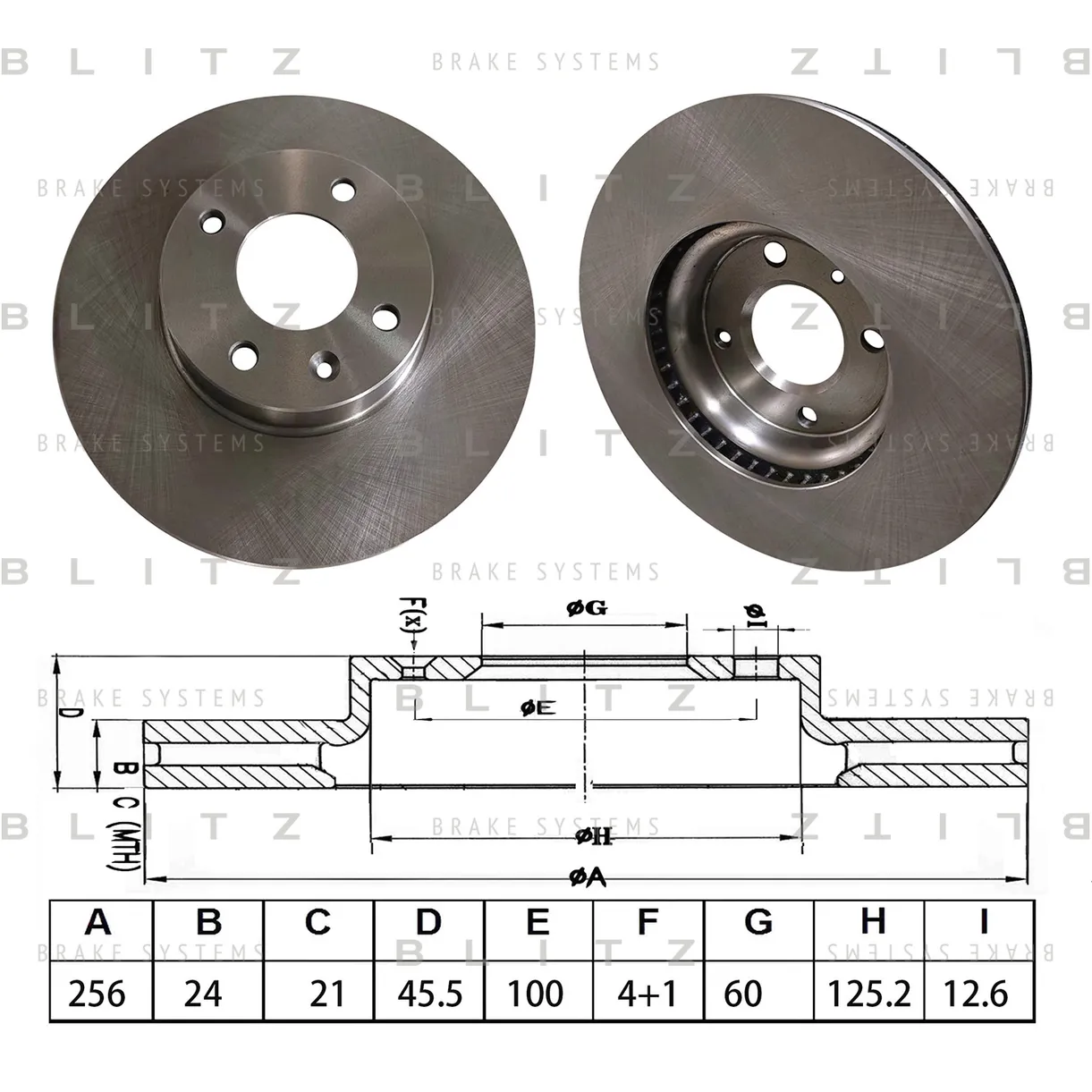 Диск тормозной передний вентилируемый CHEVROLET AVEO 11->/COBALT 11->/SPIN 12-> BLITZ BS0585